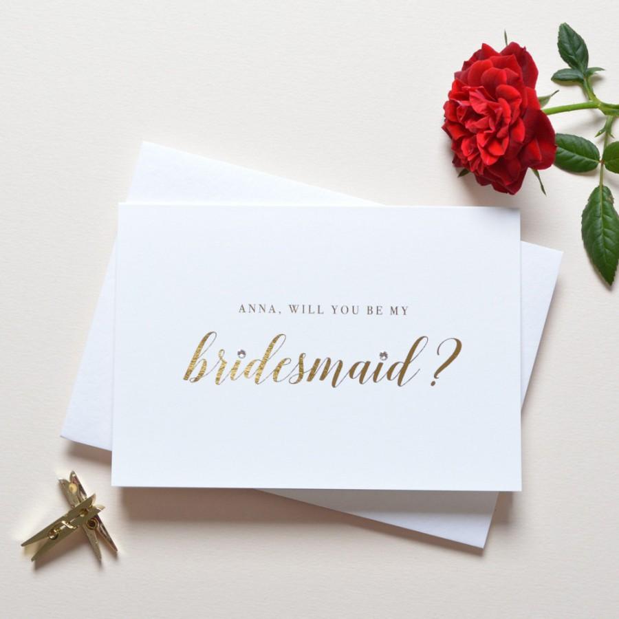 Hochzeit - Will You Be My Bridesmaid Card - Will You be My Bridesmaid - Personalised Will You Be My Bridesmaid - Gold Foil Bridesmaid Card - Swarovski