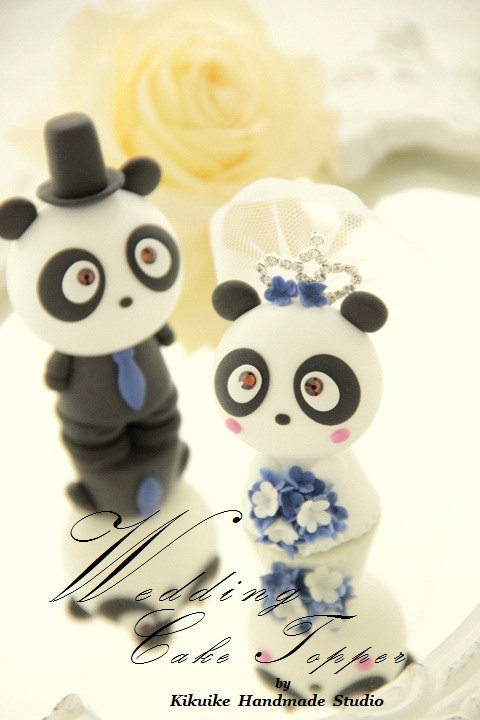 Mariage - Panda wedding cake topper---912