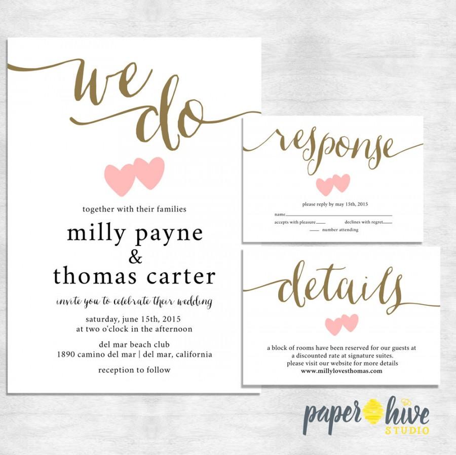 زفاف - Wedding Invitation suite / calligraphy wedding invite set / modern wedding invitation / printable digital file