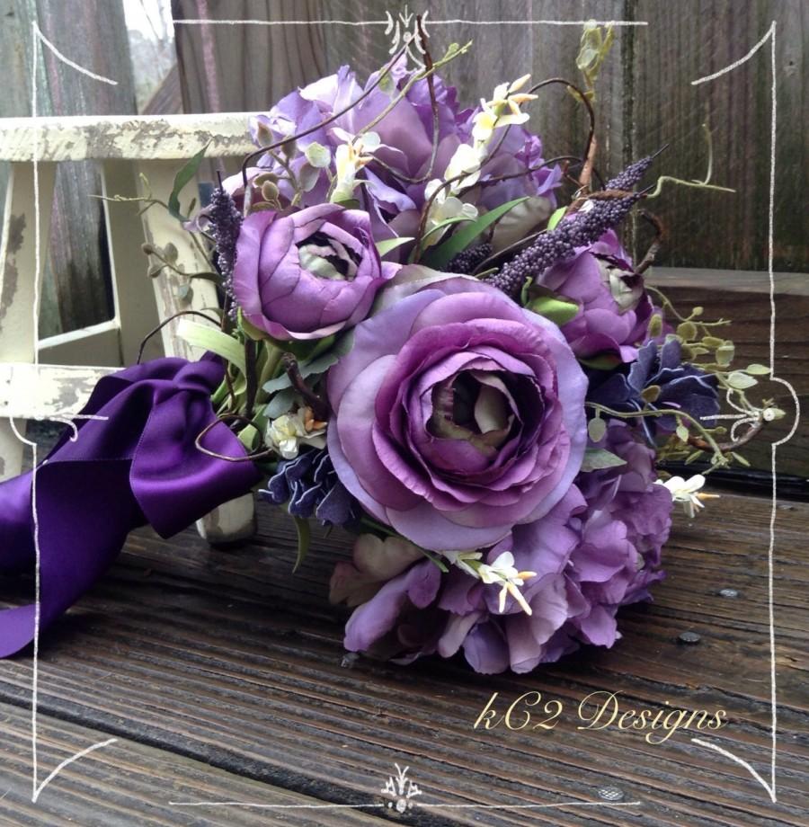 Mariage - fall bouquet. Silk flower wedding bouquet. Silk bouquet. Bridal bouquet. Purple wedding. Plum wedding. Lavender wedding. Lilac wedding