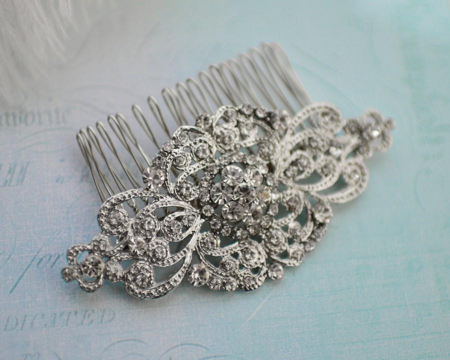 Hochzeit - Vintage Stye Bridal Haircomb, Wedding Crystal Haircomb, Bridal Rhinestone Haircomb, Vintage hair accessory, Bridal Comb - 'SASHA'
