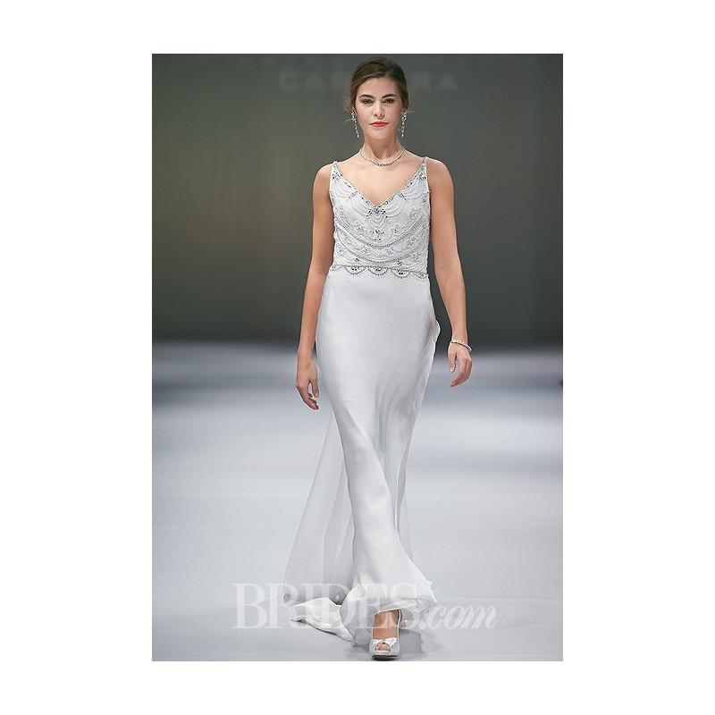Mariage - Eve of Milady - Fall 2014 - Style 1522 Silk Satin Chiffon Sheath Wedding Dress with Beaded V-Neck Bodice - Stunning Cheap Wedding Dresses