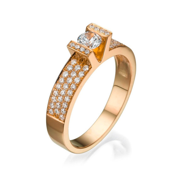 Hochzeit - Engagement ring - Promise ring - Statement ring - Wedding ring - Diamond ring - Rose gold ring - Bridal ring - 14k gold ring