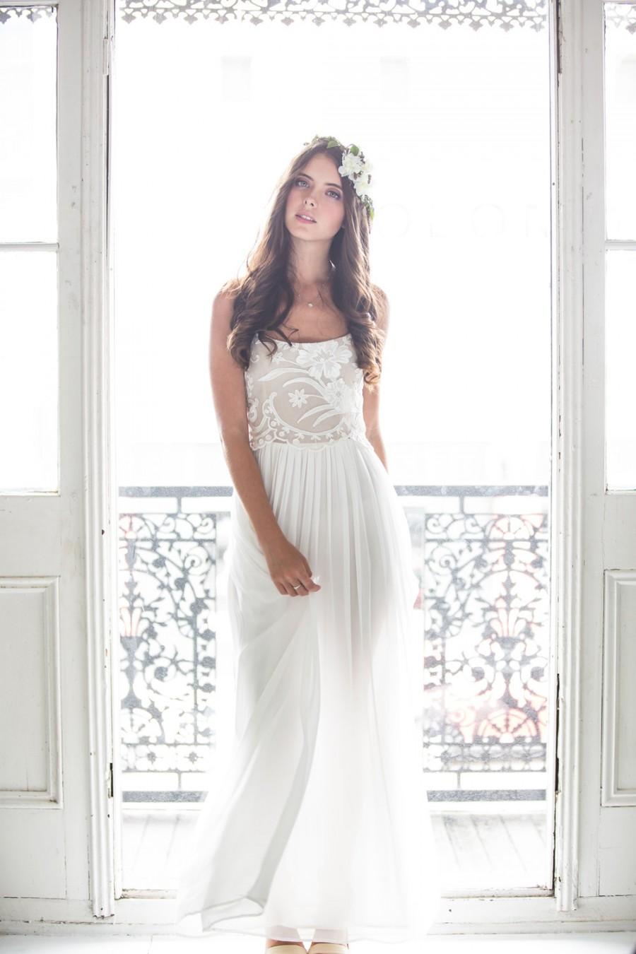 زفاف - SAMPLE SALE  vintage French lace wedding bridesmaid dress gown XS