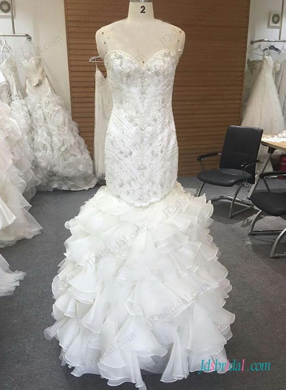 Hochzeit - Gorgeous silvery beading embroidery mermaid wedding dress