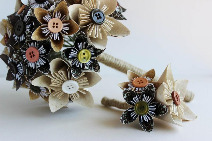 Mariage - Bouquet and Boutonierre set - Kusudama Paper Flowers
