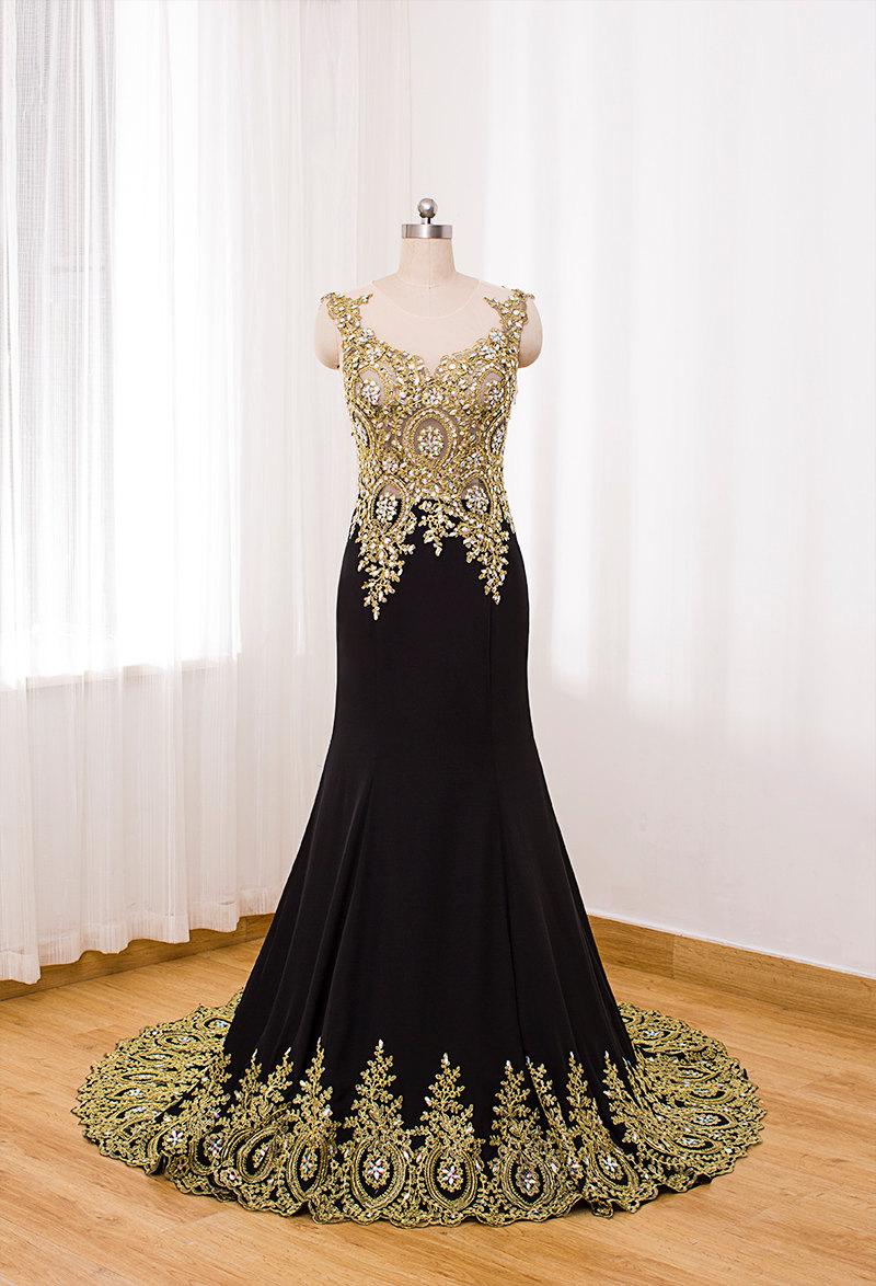 Wedding - black prom dress, long formal dress, chiffon evening dress, homecoming dress