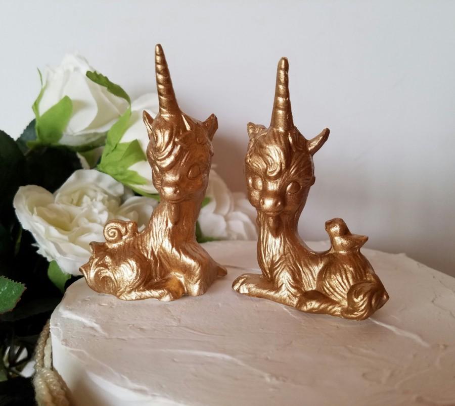 Hochzeit - Unicorn Wedding Cake Topper Fantasy Gold Love Animals Gold Home Decor Ceramic Vintage Design