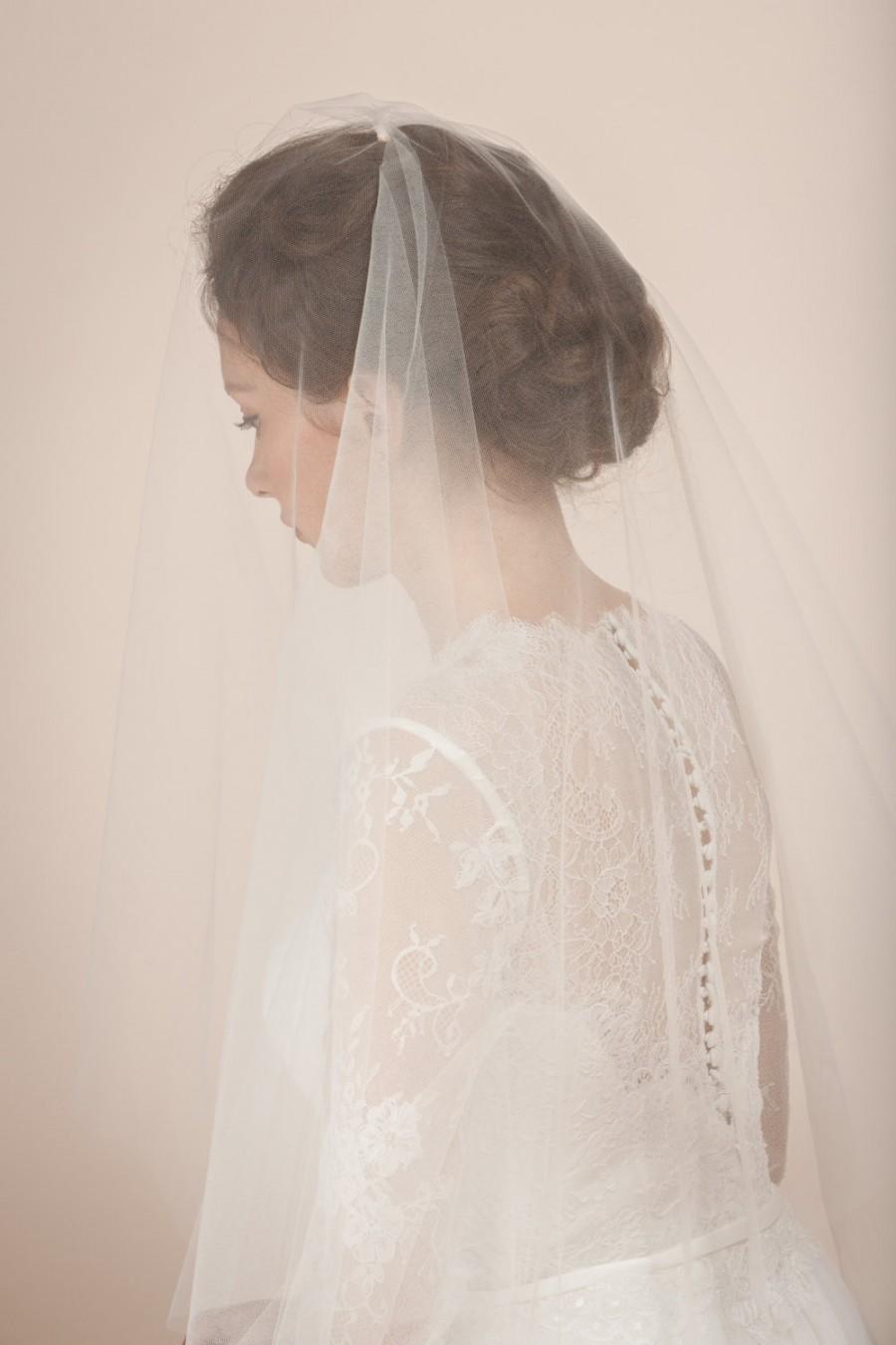 Hochzeit - Wedding veil, simple veil, cathedral veil, cathedral length veil, bridal veil with blusher, blusher veil in cathedral length -- Style 362