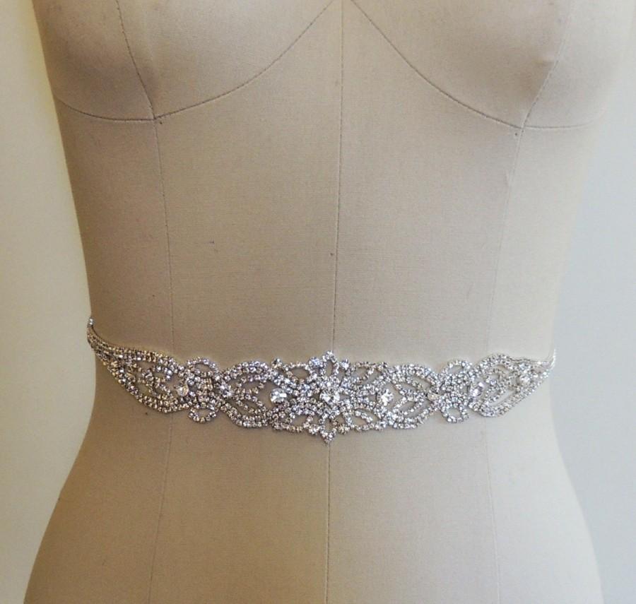 Wedding - Crystal Beaded Bridal Belt Sash - Rhinestone wedding gown sash - Wedding Dress Belt - Crystal Belt