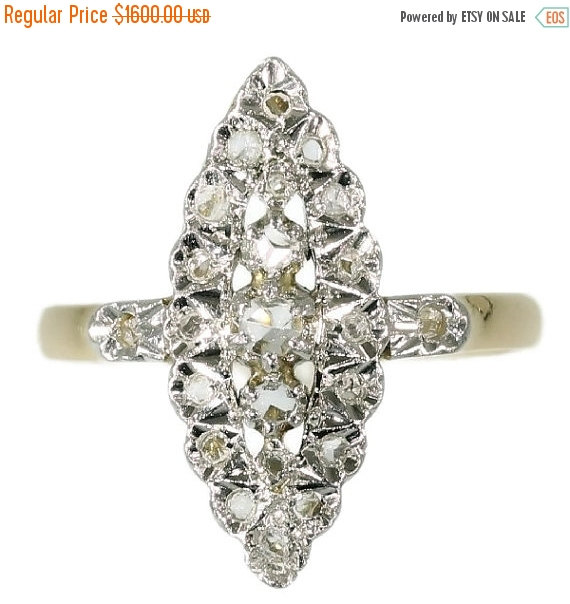 Hochzeit - 30% Off Winter Sale French diamond engagement ring yellow and white gold 1920s ref.15148-0152