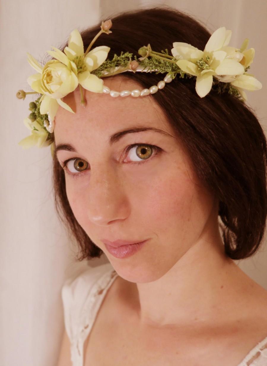زفاف - Bridal wreath, Wedding halo, Romantic fairy like, vintage boho style Wedding hair accessories.