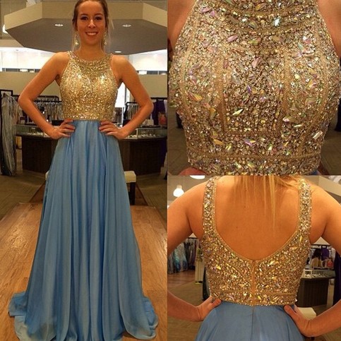 Wedding - Chic A Line Prom Dress - Jewel Sleeveless Long Pleated with Beading from Dressywomen