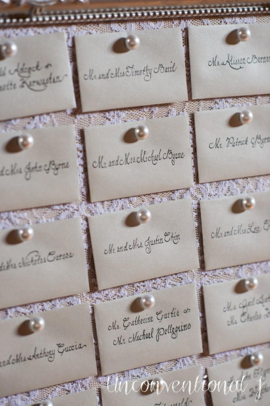 Свадьба - Wedding Escort Card Seating Cork Board Pearl Push Pins 