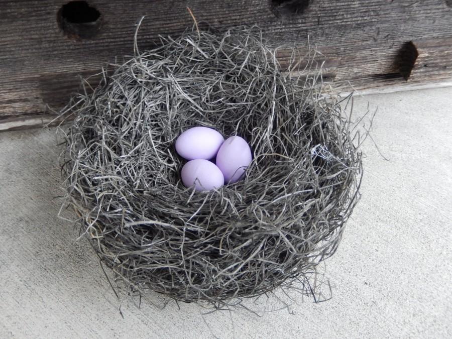 Hochzeit - Rustic Bird Nest Handmade with Lilac Eggs Farmhouse Decor AMarigoldLife
