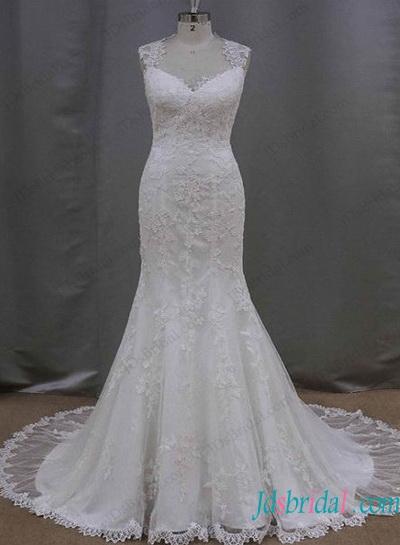 زفاف - Romance lace mermaid wedding dress with illusion back