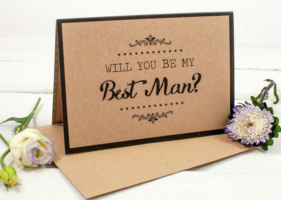 زفاف - Will You Be My Best Man Card - Kraft Rustic