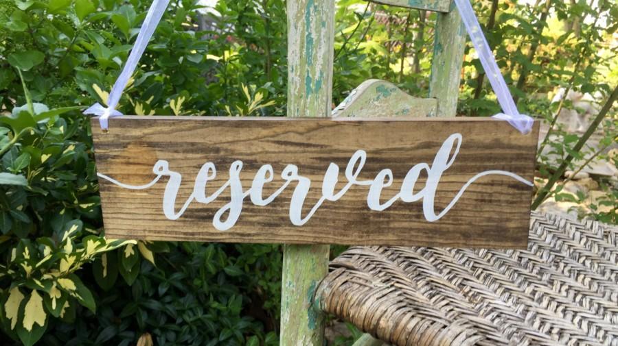 Hochzeit - Reserved Sign, Reserved Wedding Sign, Reserved Chair sign, Reserved row sign, Reserved Signs for Wedding, Custom wedding sign, wood sign