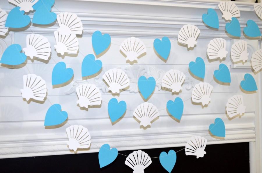 Hochzeit - Seashell  wedding garland, nautical wedding decoration, beach wedding, bridal/baby shower decor, seashell garland banner