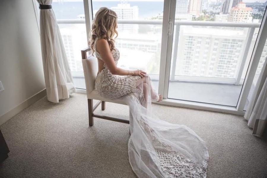 Hochzeit - Bohemian Lace Weddin Dress, Open Back Wedding Dress, Custom Design Sleeveless Mermaid Wedding Dress