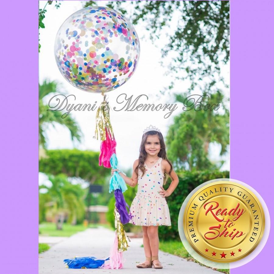 Mariage - Sprinkle 36" Clear Confetti Filled Balloon / Confetti Balloon / Biodegradable Clear Balloon / Birthday Balloon