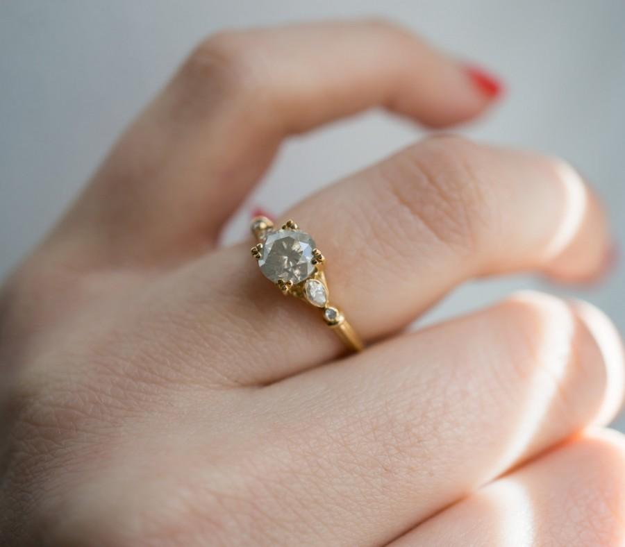 زفاف - Fancy Grey Diamond Engagement Ring 