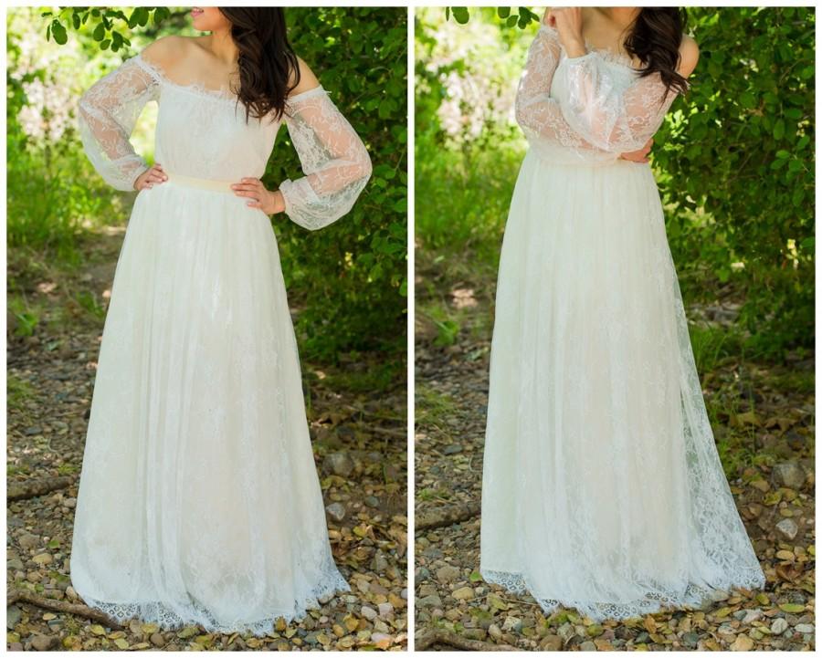 زفاف - SALE - Ready to Ship - Chantilly Lace Skirt- Full Length, Floor length French Lace Skirt, Wedding Separates, 2 piece wedding dress,