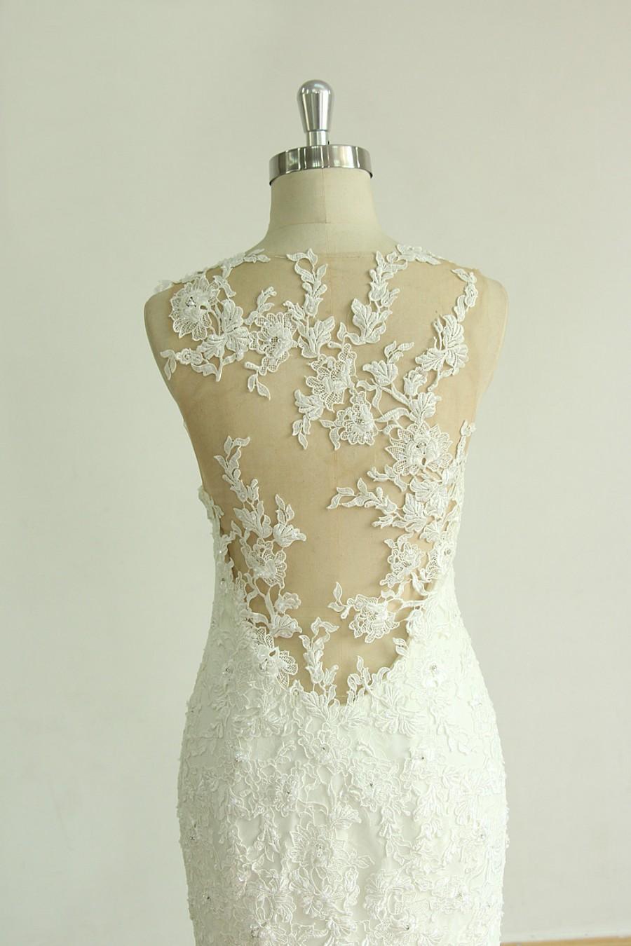 Hochzeit - Very elegant ivory Fit and flare lace wedding dress,formal wedding dress