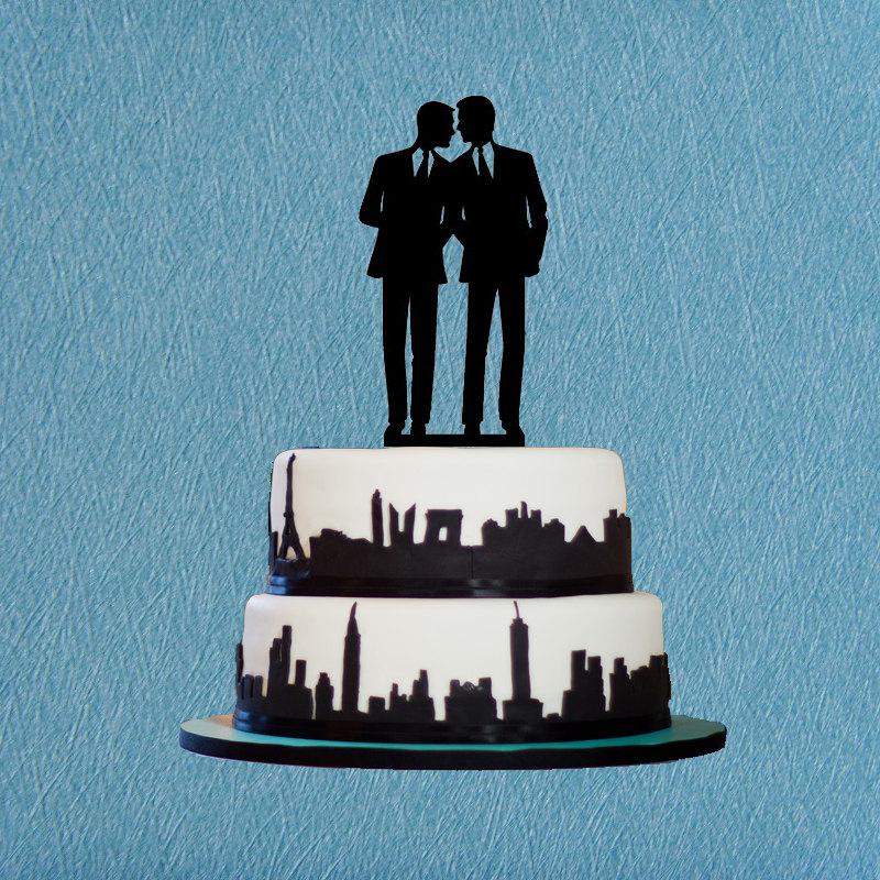 Wedding - Gay Wedding Cake Topper,Same Sex Cake Topper,Unique Wedding Cake Topper Gay Silhouette,Modern Wedding Cake Topper