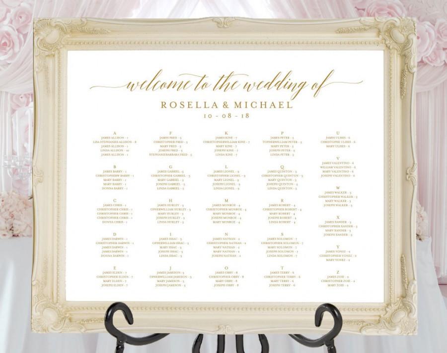 Mariage - Gold Wedding seating chart, printable seating chart, Seating Chart Template, Seating Board, Find your seat sign, guest list board, WPC_58
