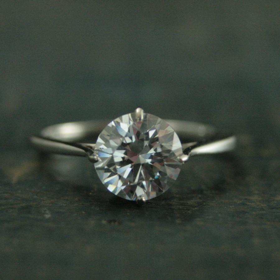 Hochzeit - Filigree Engagement Ring--14K White Gold Engagement Ring--NSEW Prong Setting--Moissanite Engagement Ring--Forever Brilliant Moissanite Ring