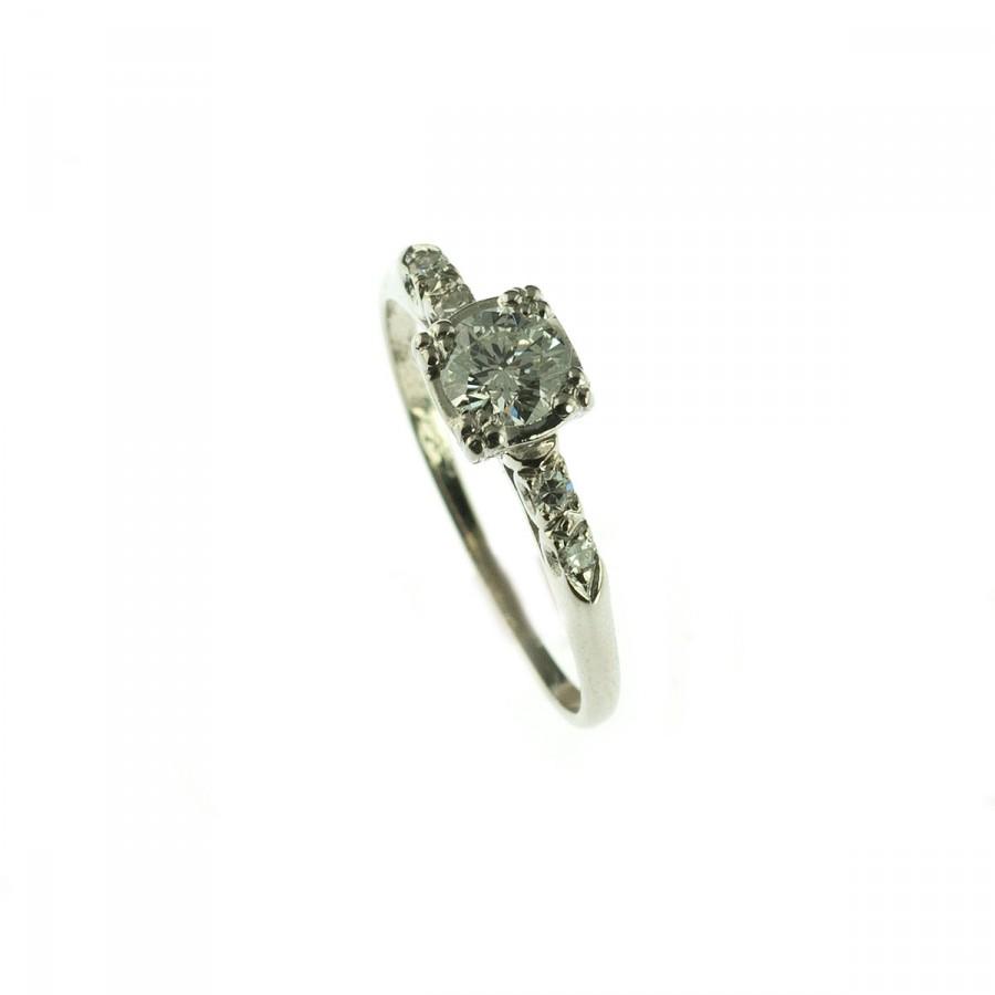 Свадьба - 14K White Gold Vintage Engagement Ring