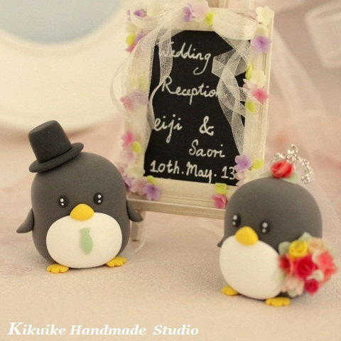 Mariage - penguin wedding cake topper
