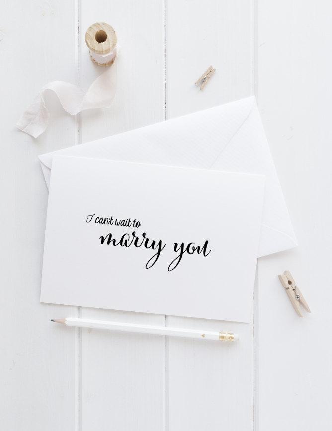 Mariage - I can't wait to marry you wedding card, bride to groom card, groom to bride card, engagement card, to my groom, wedding day card