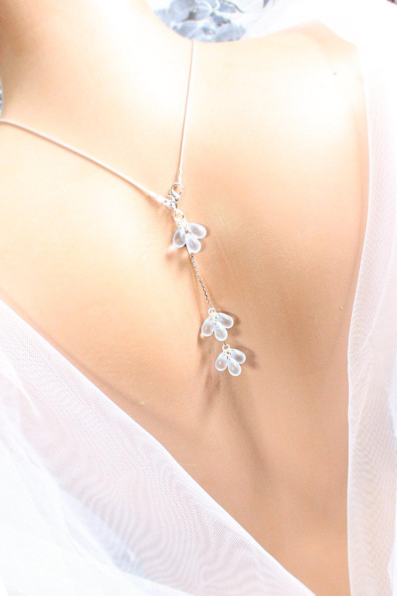 زفاف - bridal necklace back jewelry blue bridesmaid necklace gift for her romantic jewelry wedding blue silver necklace gift for girlfriend Y42