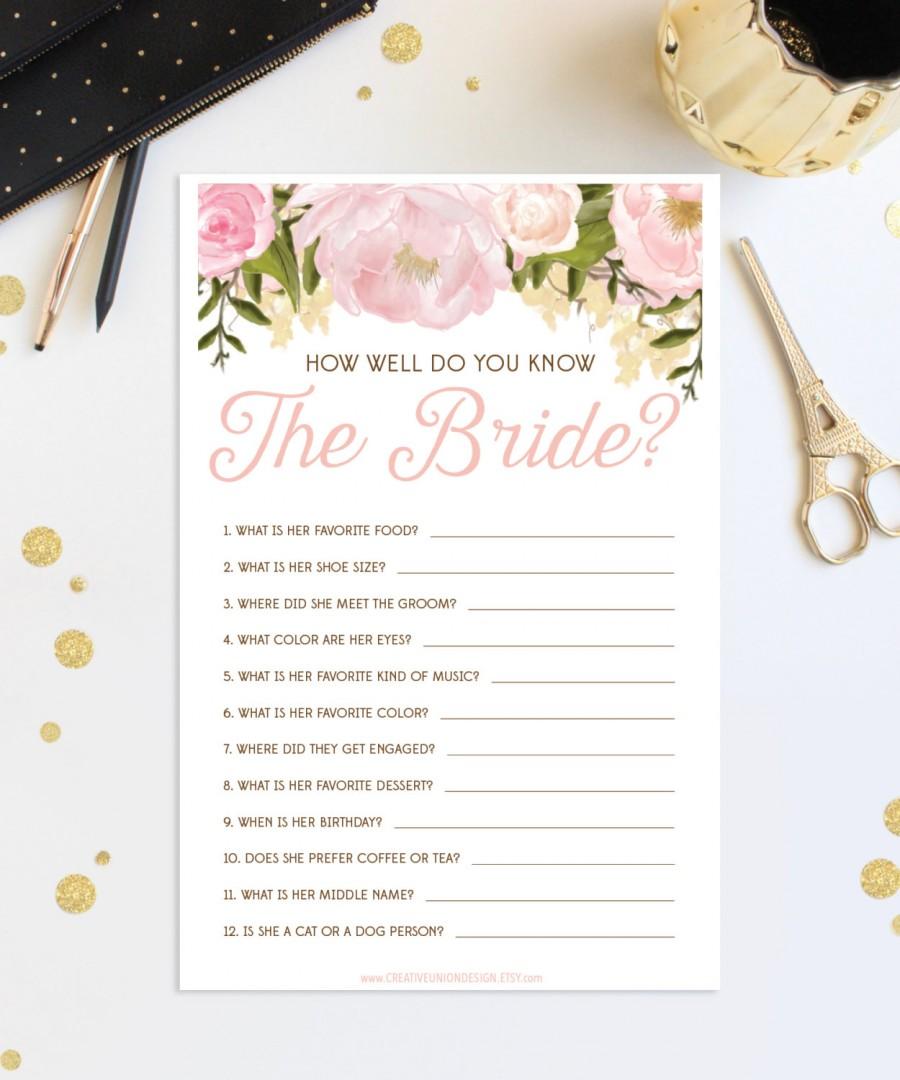 How Well Do You Know The Bride Bridal Shower Game Wedding Shower