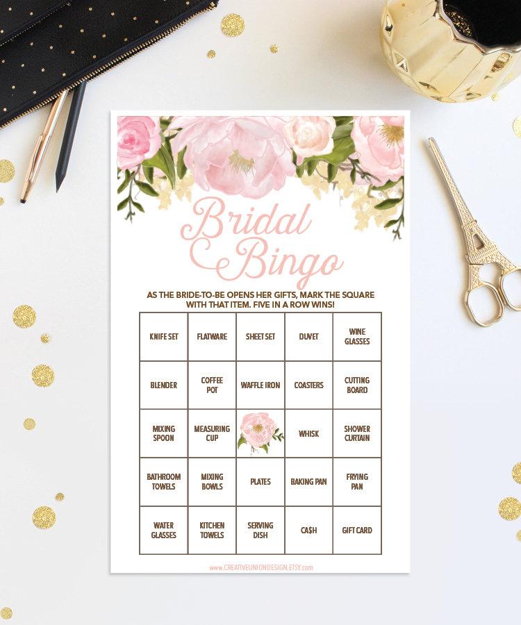 Hochzeit - Bridal Shower Bingo Games - 50 Game Sheets - Wedding Shower Game - Shower Bingo - Popular Shower Games - Pink Floral Bingo Instant Download