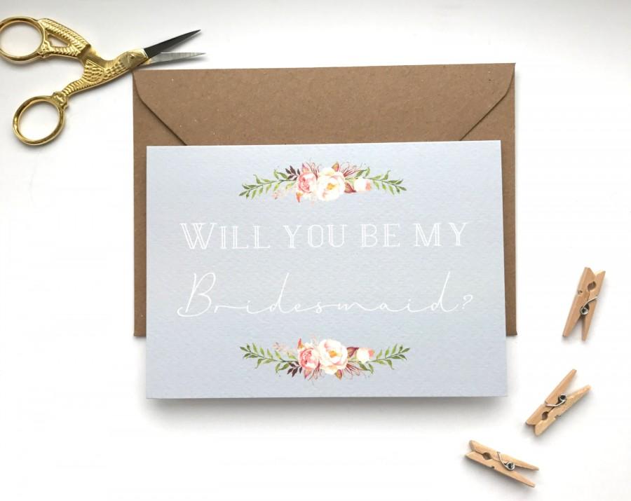 زفاف - Will you be my Bridesmaid card. Floral. Wedding Day card. Will you be my. Bridal party.