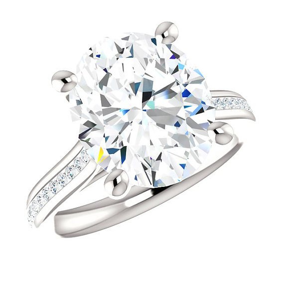 Mariage - 6 Carat Oval SUPERNOVA Moissanite & Diamond Engagement Ring, Blake Lively Inspired Ring, 12x10mm Oval Moissanite Rings, Anniversary Gifts