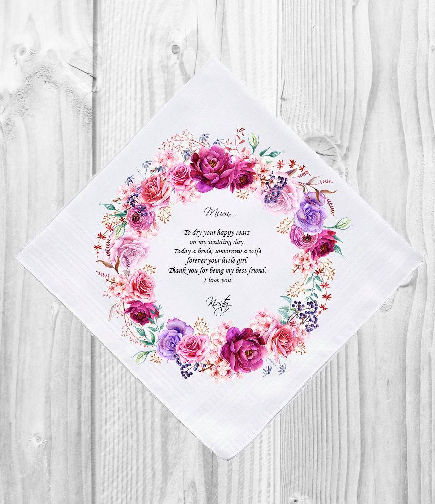 زفاف - Personalised Mother of the Bride Handkerchief Customised Personalized Customized Printed Wedding Gift Favor