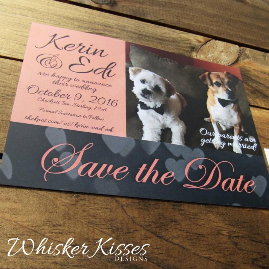 Свадьба - Save the Date Postcard Wedding Announcement, Include your Pet or Engagement Photo, Black Tie, Formal Invitation, DIY, PDF, Magnet