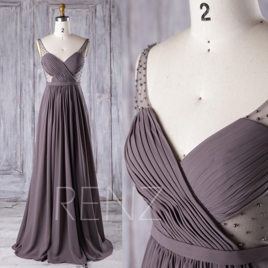 زفاف - 2016 Grayish Brown Bridesmaid Dress with Beading, Pleated Bodice Sweetheart Wedding Dress, Long Maxi Dress, A Line Prom Dress Full (J076)