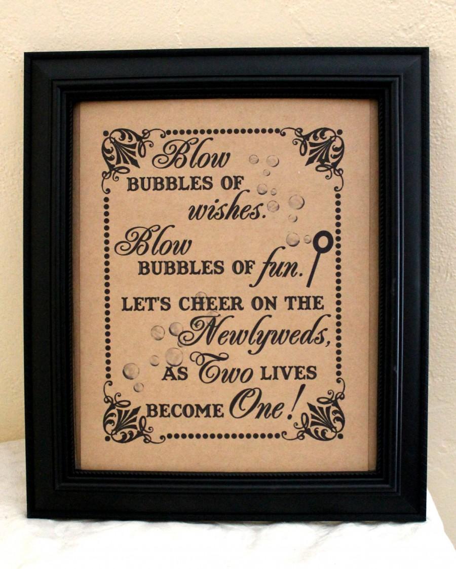 Wedding - 8 x 10  Wedding Sign- Bubble Send Off - Bubble First Dance- Bubble Recessional-Bubble Favors Single Sheet (Style: BUBBLES)