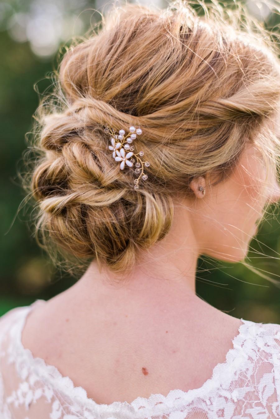 Wedding - Bridal Hair Pins Flower Hair pins Crystal hair Pins wedding hair pins beaded hair pins flower headpiece bridal headpiece boho hair pins #137