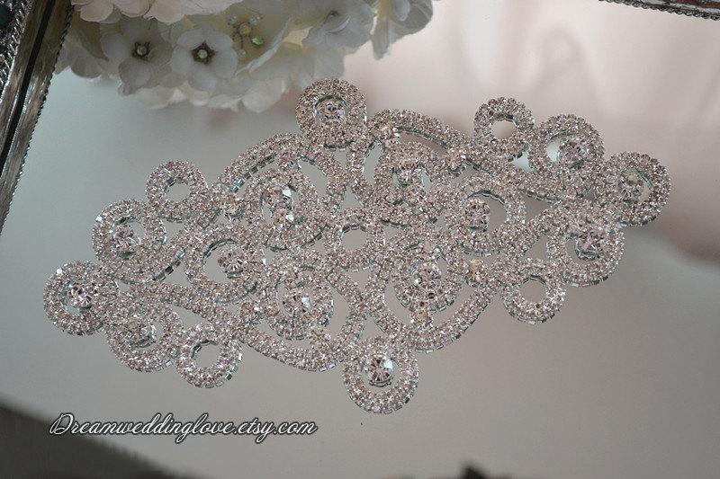 Hochzeit - High quality Rhinestone applique,  Crystal applique,  bridal sash appliqu, Diamante Applique, Bridal hair,Headband Jewelry,DIY Wedding