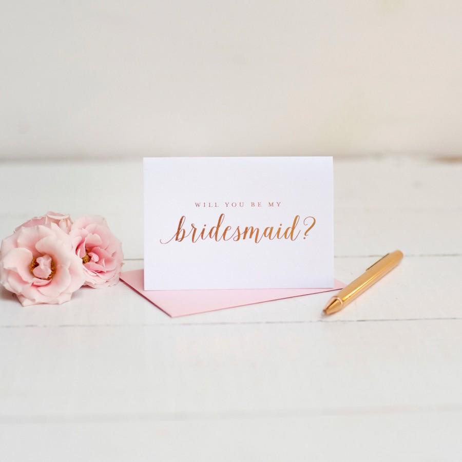 Wedding - Will You Be My Bridesmaid Card Rose Gold Foil bridesmaid proposal gift box wedding party card bridesmaid invitation foil stamped blush pink