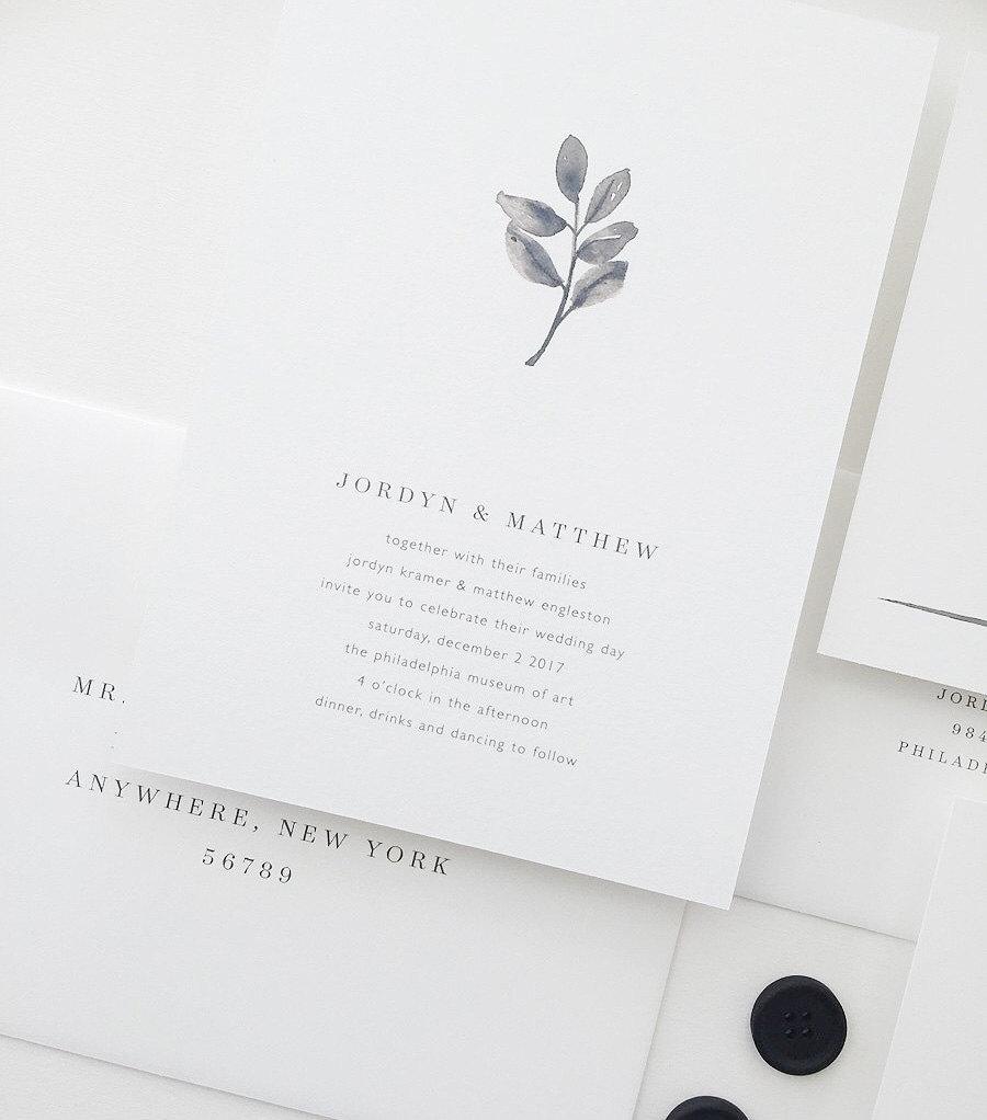 Hochzeit - INVITATION SAMPLE Jordyn Simple Wedding Invitation / Watercolor Save the Date / Watercolor Wedding Invitation / Modern Wedding Invite