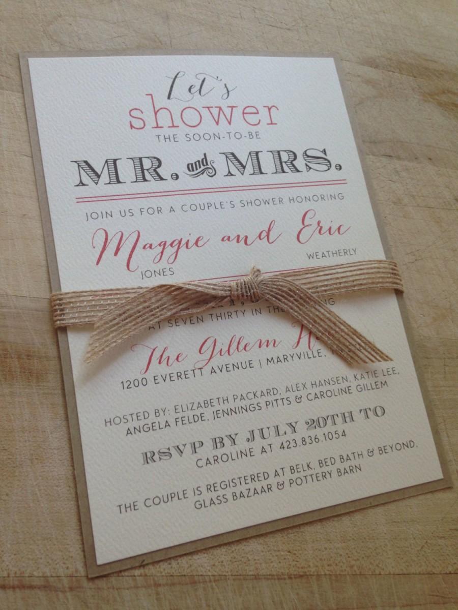 زفاف - Couple's Wedding Shower Invitation // Vintage and Burlap // Purchase this Listing to Get Started