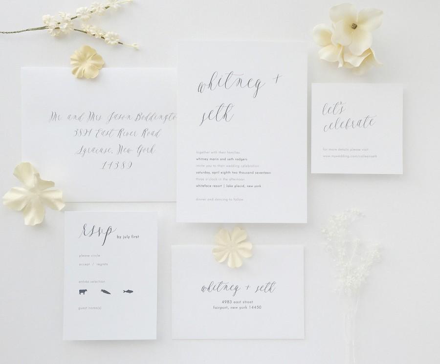 Свадьба - INVITATION SAMPLE Whitney Simple Wedding Invitation / Save the Date / Rustic Invitation / Letterpress Wedding / Calligraphy Invitation