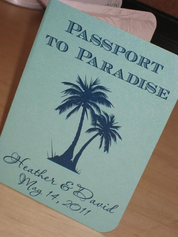 Wedding - Passport Wedding Invitation DEPOSIT: Tropical Palm Tree Design 